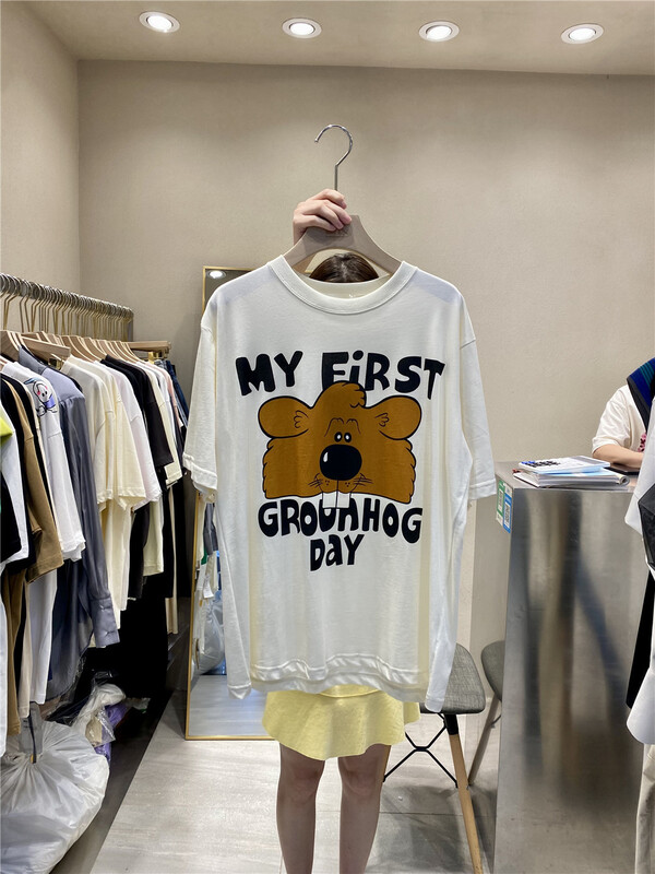 【K】 Letter print loose short sleeve T-shirt 5273\jj