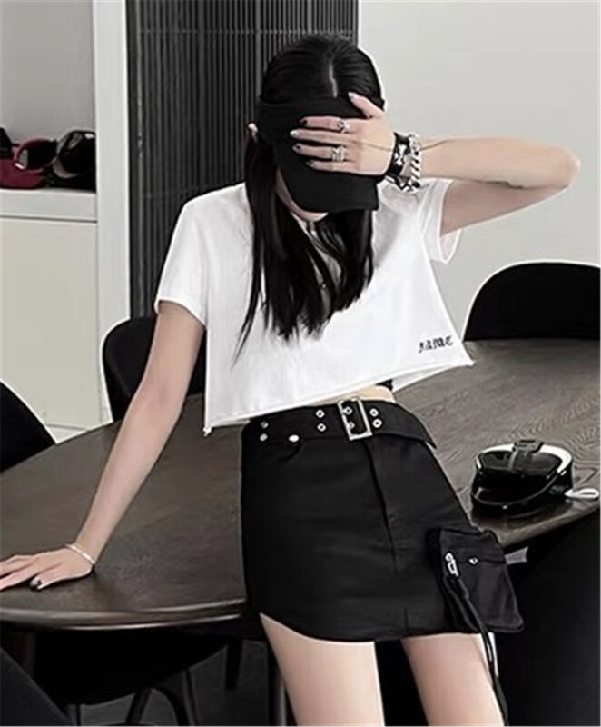 [Tan] high waist slim skirt (with bag) 3138 × zxl