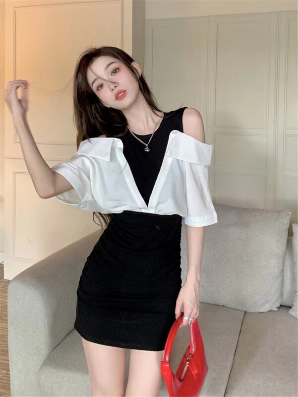 [Linna] casual round neck color blocked dress 124670\jj