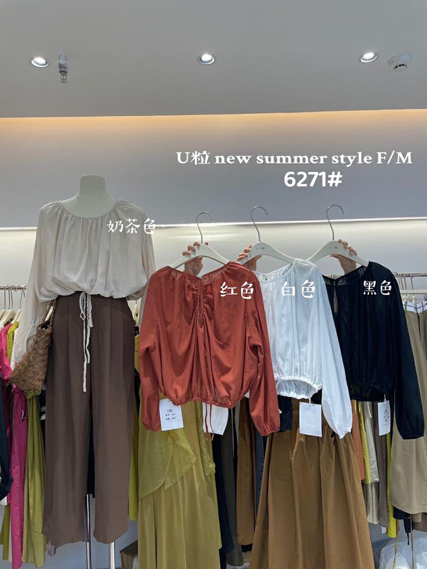 [U grain] wrinkled sunscreen shirt with back design 6271\x