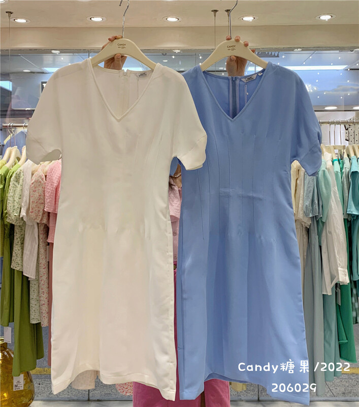 [candy] V-neck clean waist dress 2066029\zjy
