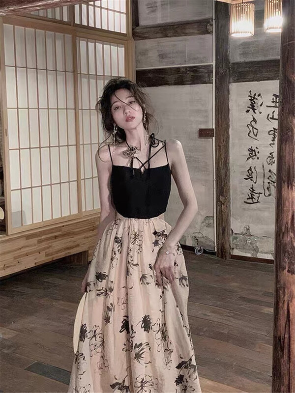 [Linna] suspender temperament simple lady dress 124657\jj