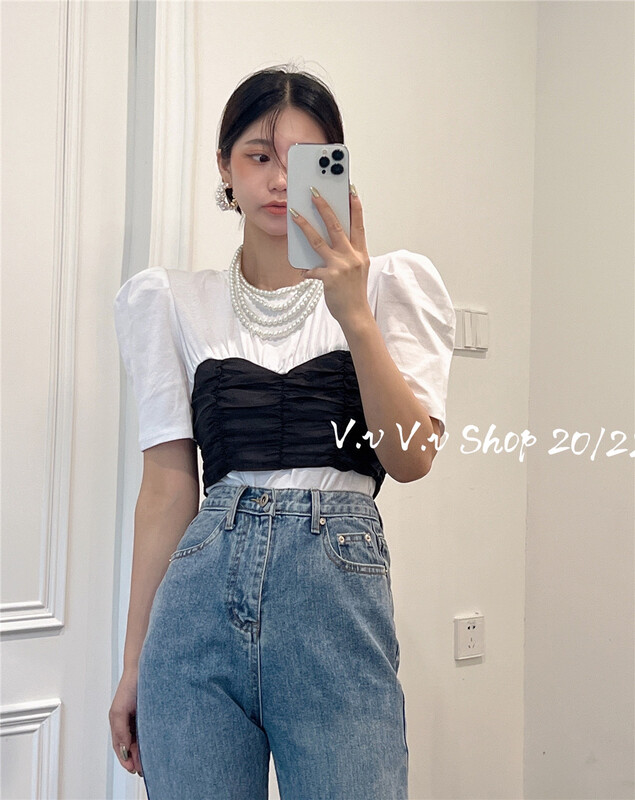 [v.v] retro shirt with stitching design 7382\zxx