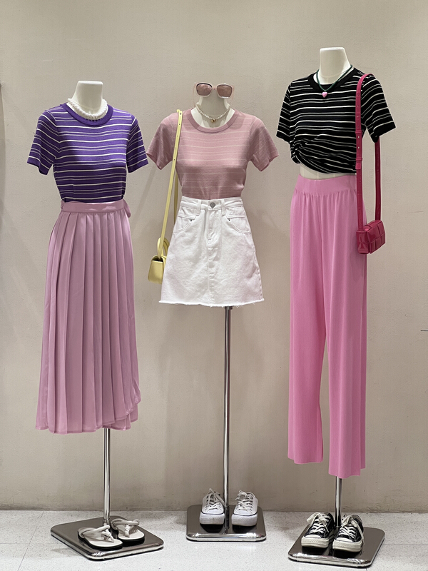 [kJ] Korean simple stripe contrast T-shirt 8339\zxl