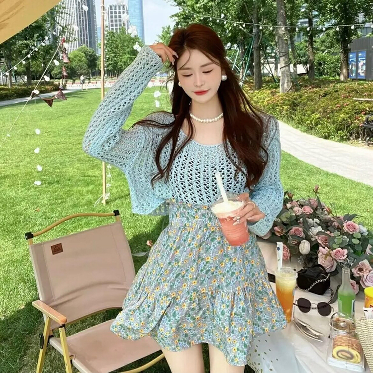 [Aimee] fashionable and versatile hollow out sun protection knitwear (only selling knitwear) w2223\ozq