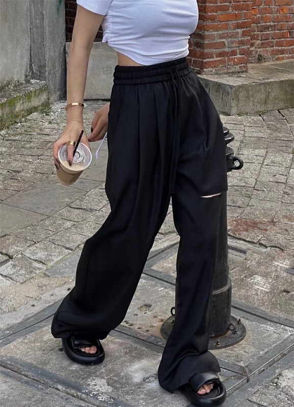 [gogoing] hole breaking lanyard versatile casual pants 9618\y