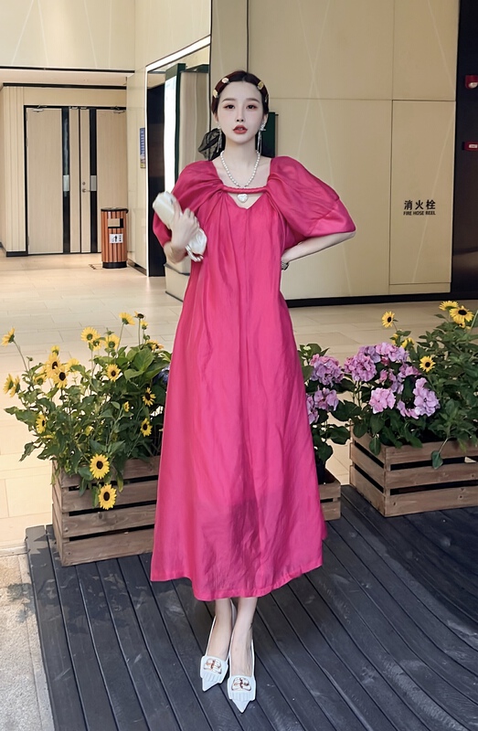 [Milan] lady loose solid dress 775\jj