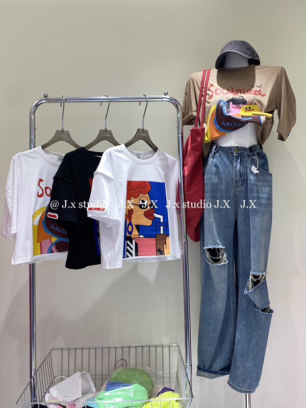 [JX] Korean Short versatile label design Short Sleeve T-shirt (T-shirt only) 1568\wtt