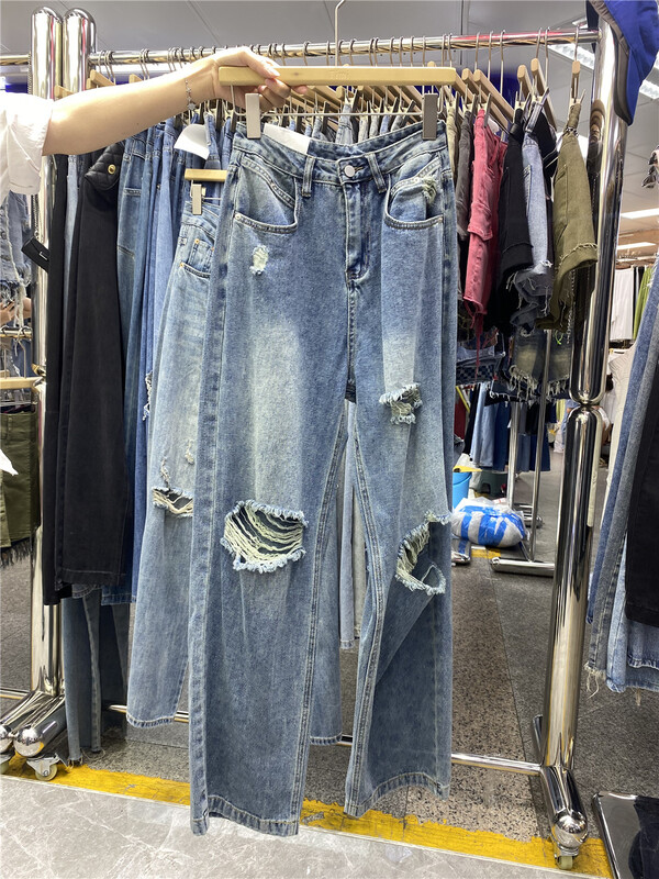 [TIMI] wide leg fashion jeans with holes 2093\lsw