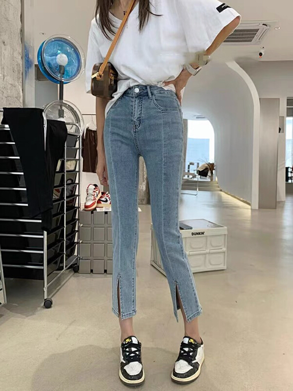 [hgyc fairy tale princess] Korean casual versatile split jeans 61582\jj