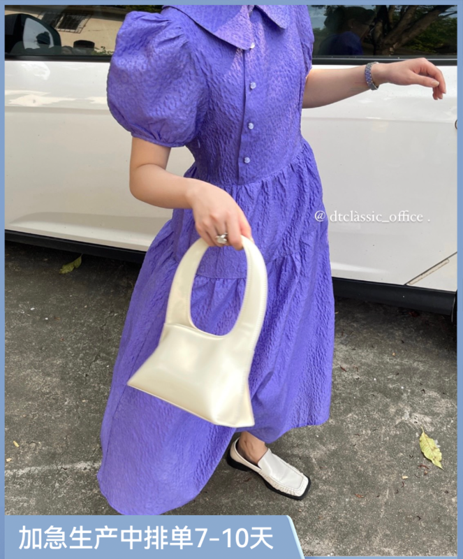 [DT class] thin bubble sleeves versatile dress 4775\xyj