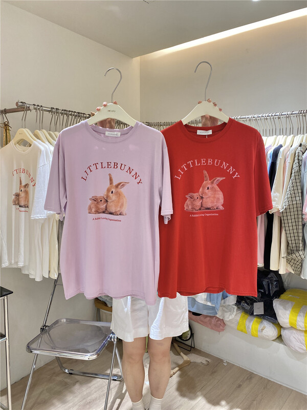 [we are young] cute rabbit round neck versatile short sleeve T-shirt 111\zxx