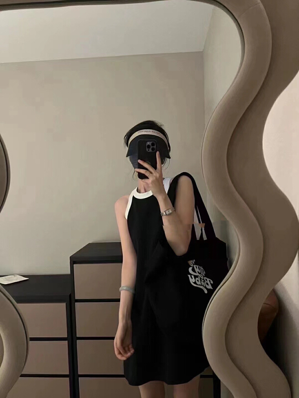 [lidada] Korean color contrast stitching vest dress 2470\hbx