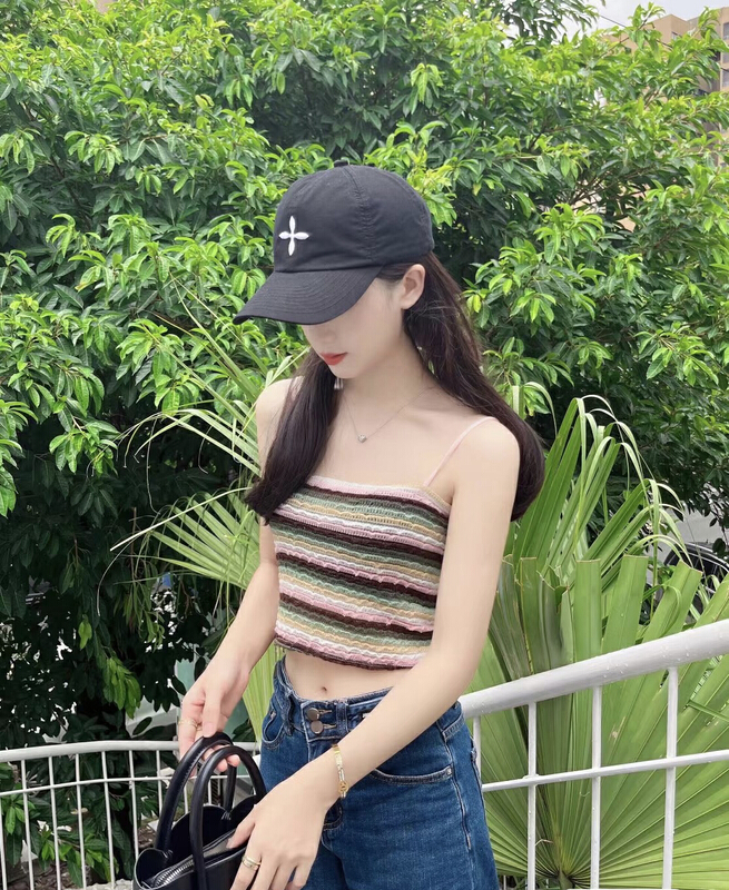 [f · P] sweet Rainbow Stripe high waist Strapless vest / sling 32099\hbx