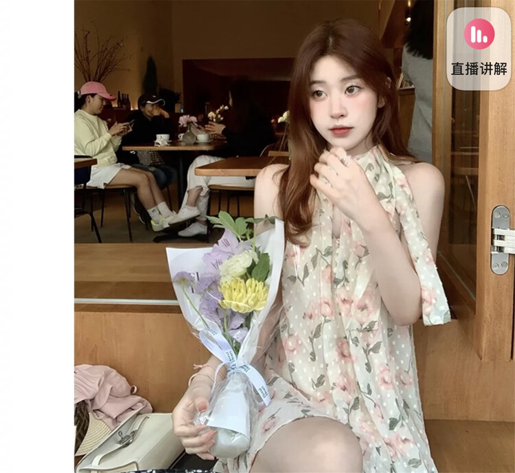 [Linna] pure sexy floral sleeveless Chiffon Dress 124636\zxx