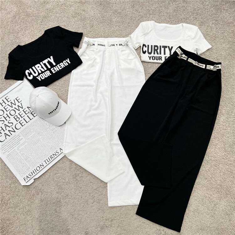 [N9] personalized letter waist waist relaxed pants 216\lsl