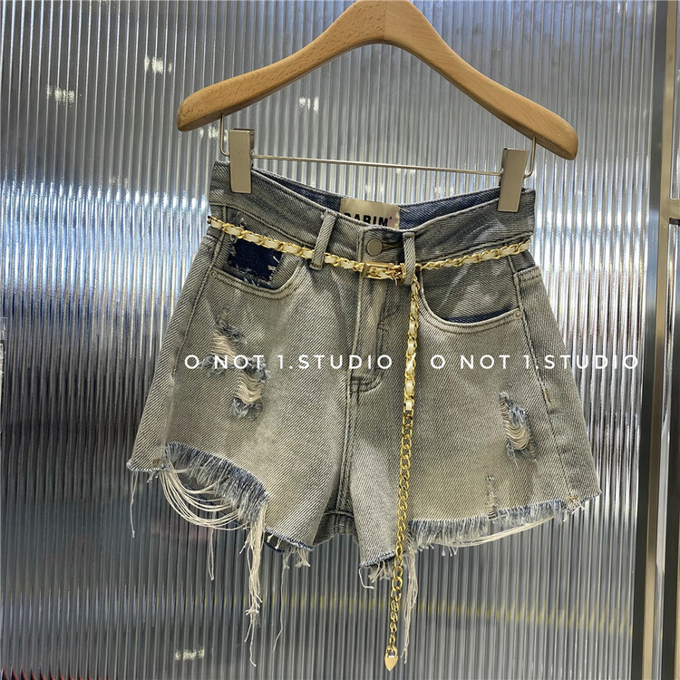 [o not 1] design features aging denim shorts (without belt) ys1-ys1-c552\lsw