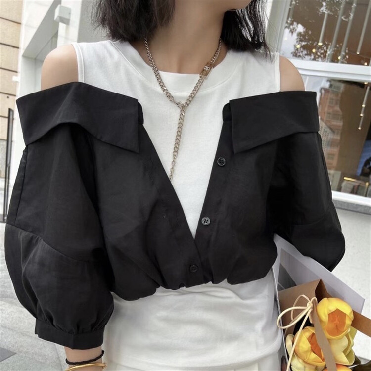 [Lina] Korean versatile two piece design shirt 9093\zxx