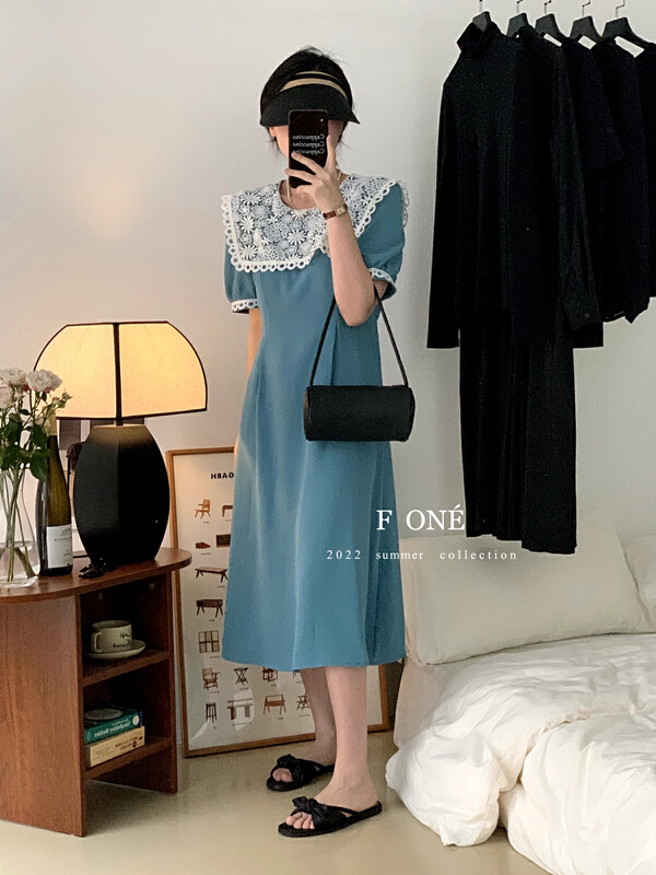 [f one] Korean style patchwork design retro dress 66163\wpl