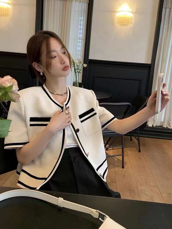 [Duomi] color blocked round neck small fragrance jacket ys1-8861\zxl