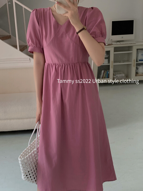 [Tammy] slim and versatile waist closing simple dress 71762\l