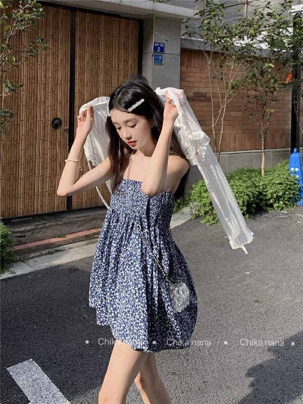 [chika.nana] temperament floral Strapless waist dress 8098\jj