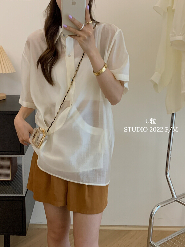 [u-grain] dongdamen diagonal deduction short sleeve sunscreen shirt 5768 \hbx
