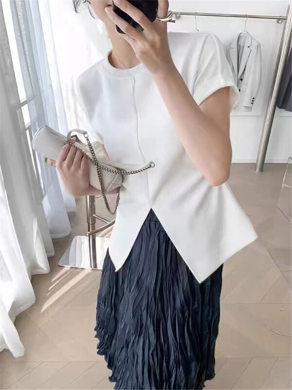[Linna] casual simple slit shirt 6921\jj