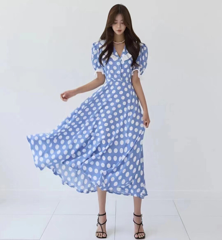 [31 fashion] Korean chic wave point dress a3713\hjy