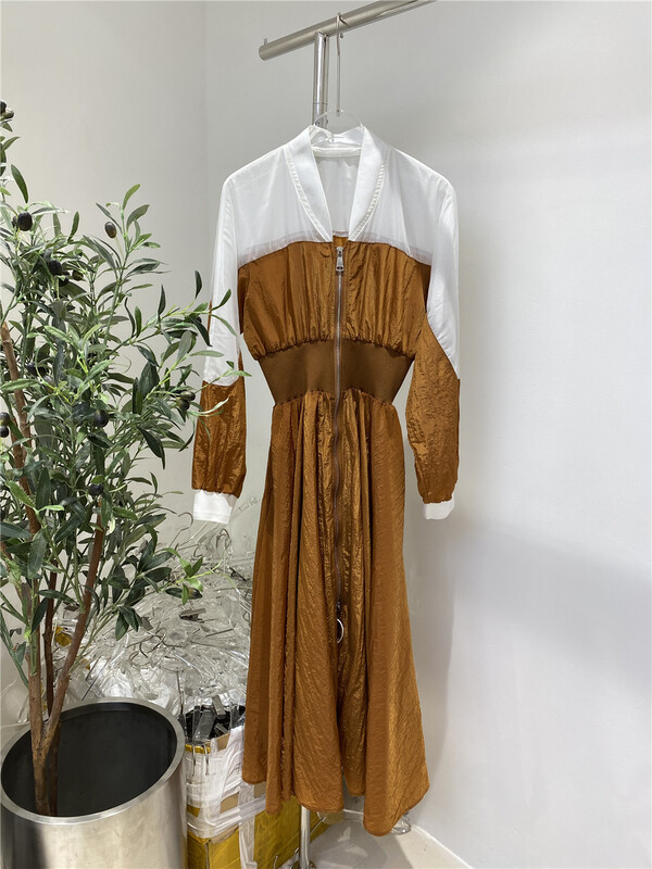 [Tan] color blocking fashion dress d2875\zxl