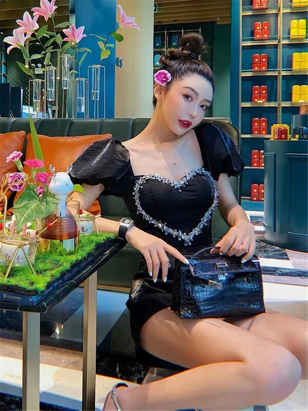 [see you] online hot girls' love Nail Drill design sense high-level waist closing Jumpsuit 2056\pcz