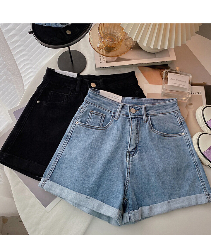 [Zoe Han denim] simple and thin versatile denim shorts (without belt) 6727\ozq