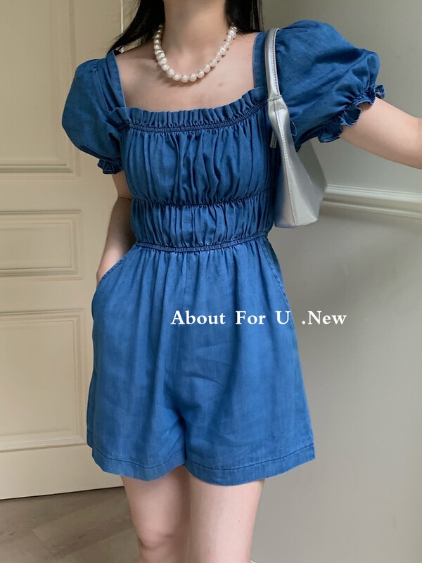 Original price 107.99! [about for u] fashion waist closing square neck Jumpsuit (short) 66260\zxx