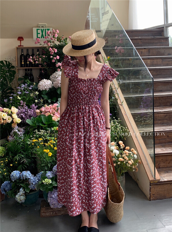 [dvz] Korean floral flying sleeve dress 9992\zxx