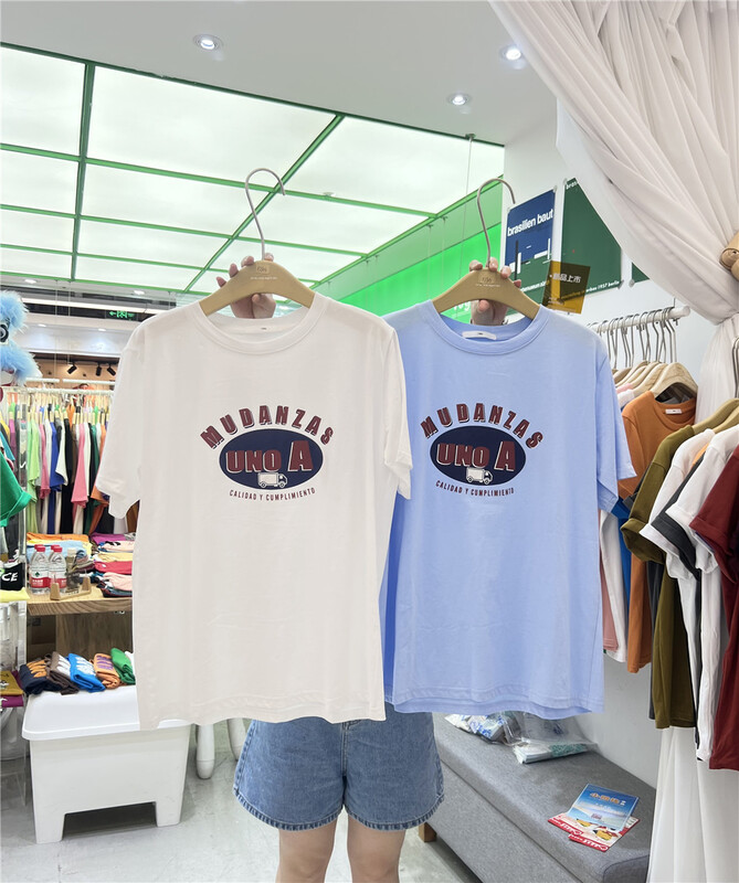 [1986] casual round neck letter circle short sleeve T-shirt f2705\lsl