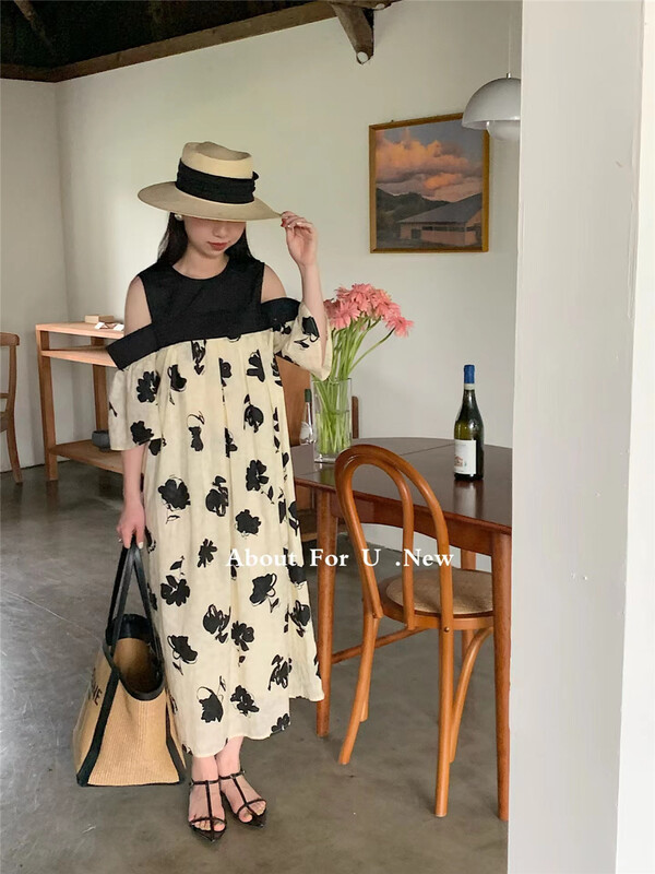 [about for u] off shoulder design round neck retro dress (with waist rope) 66261\zxx