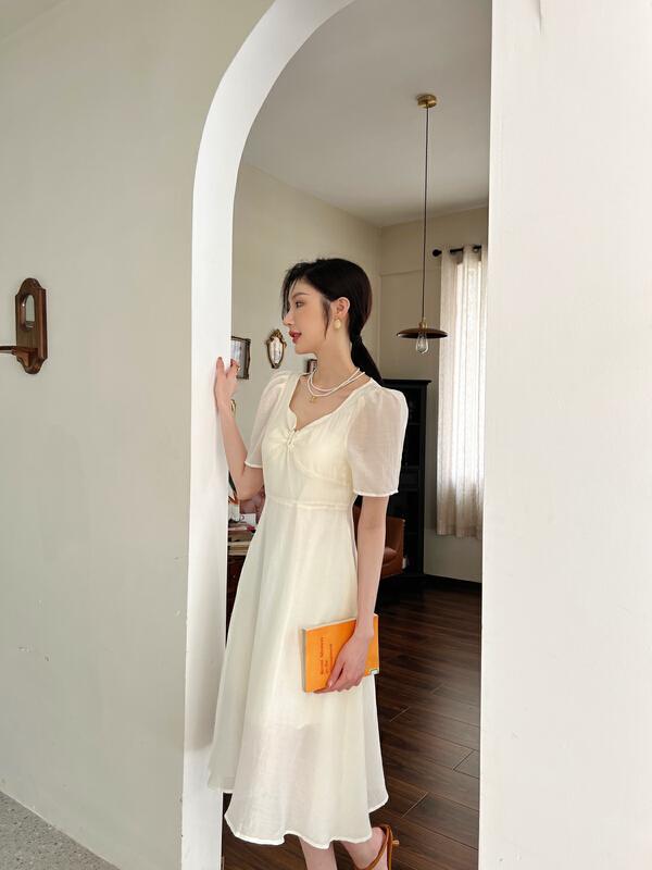[Hanna including that] fashion solid color medium length dress m3193\xj