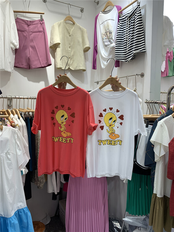 [JY] round neck versatile cartoon printed short sleeve T-shirt 6819\zzl
