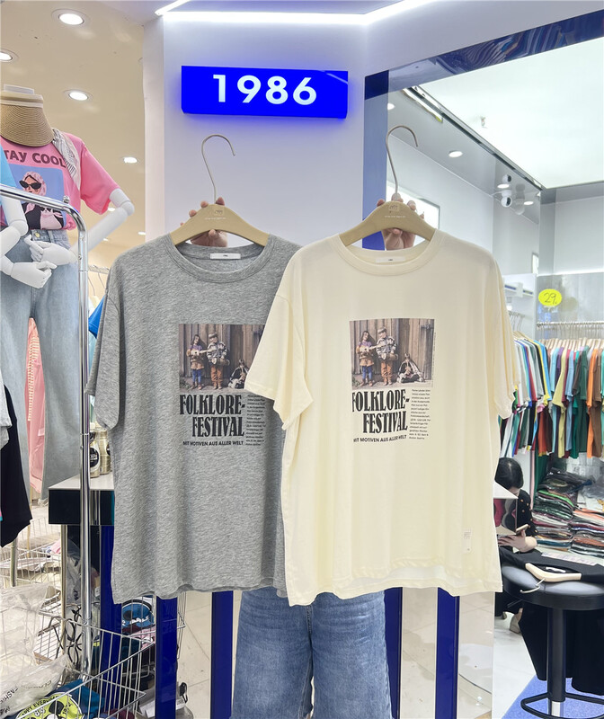[1986] Korean round neck versatile short sleeve T-shirt c999\lsl