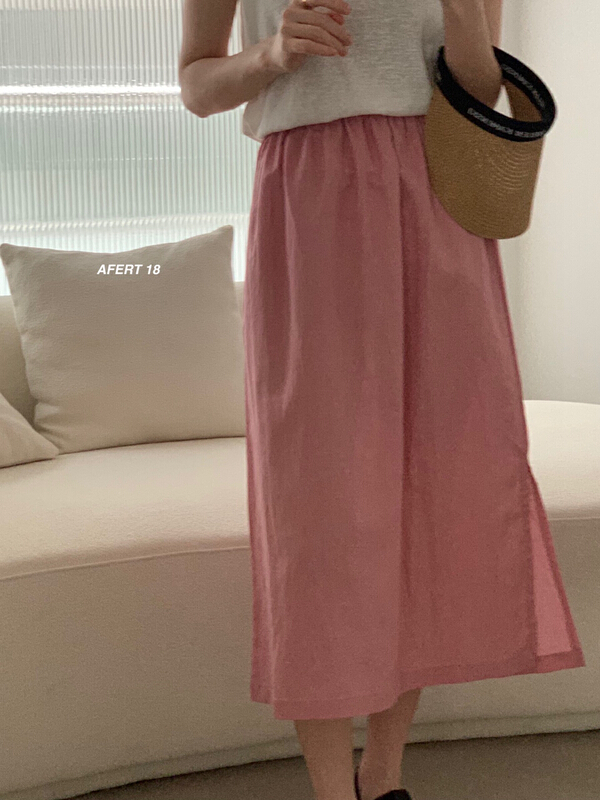 [after 18] simple solid color elastic waist skirt 726\zjy