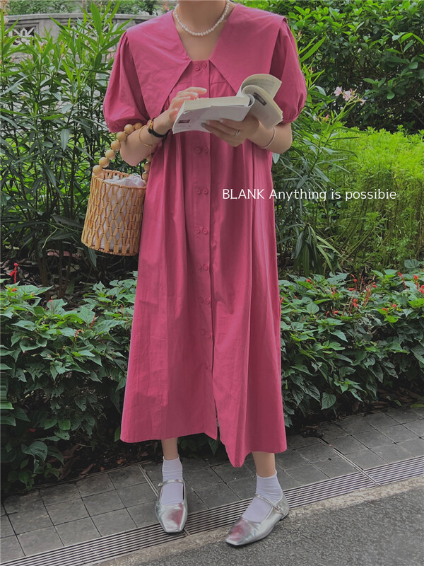 【 blank 】 Korean style design double breasted large lapel dress 512553 \wpl