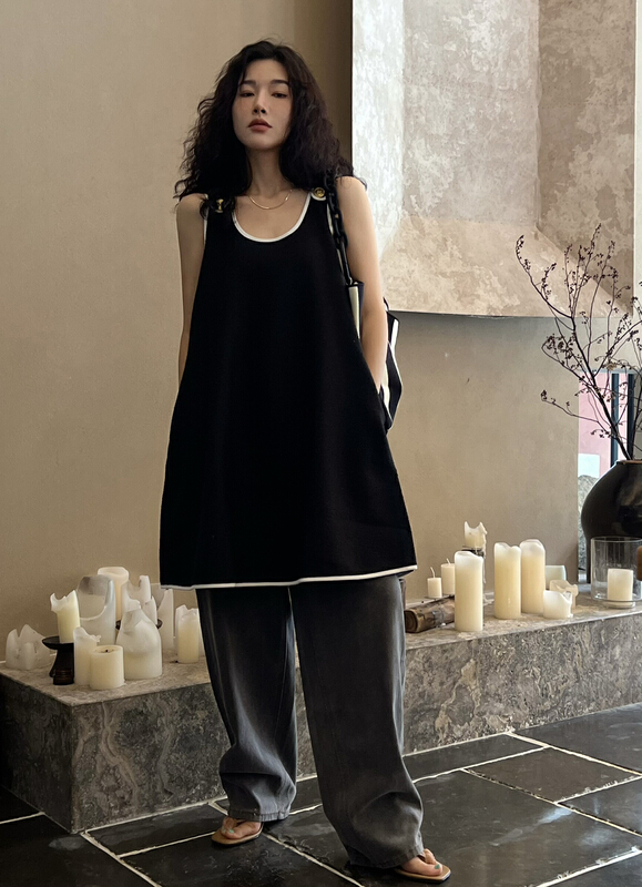 [all in] small fragrance temperament sleeveless round neck dress 4269\ozq