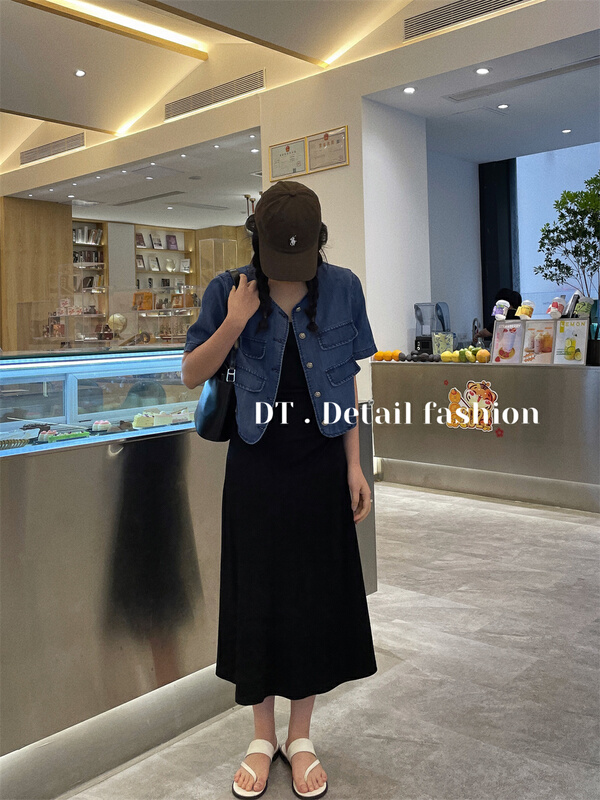 [DT] retro round neck single breasted short sleeve jacket 8150\wpl
