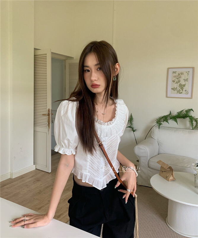 [best u] simple Korean style shirt with fungus 56097\lsw