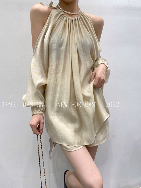 [1992] neck strap off shoulder sunscreen shirt 3797\l