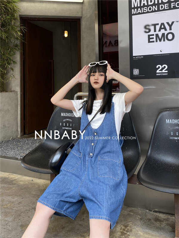 [nnbaby] simple forest loose denim suspender qt188\cls