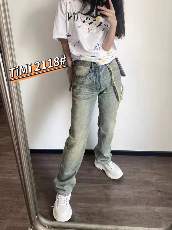 [TIMI] color blocked wide leg skinny jeans (removable with decoration) 2118\lsw