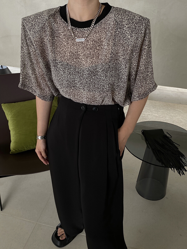 [f (x)] Korean leopard Chiffon short sleeve T-shirt t11081\ozq