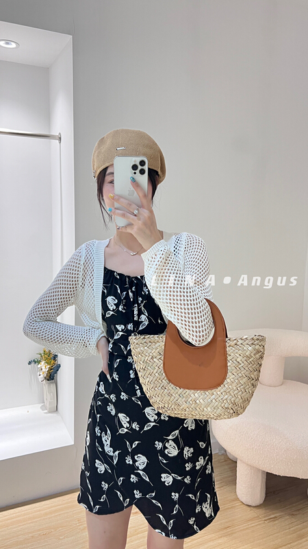 [Lina] sexy sunscreen fishnet shawl shirt 02442\hjy