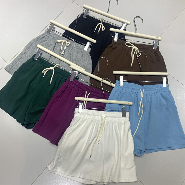 [alive] simple solid color elastic waist versatile casual shorts 133878\hyy